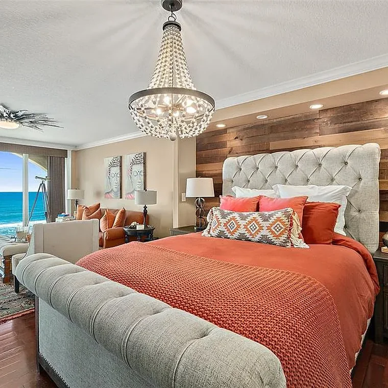 Primary bedroom with direct Atlantic Ocean views in the Ormond Beach oceanfront penthouse